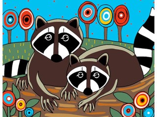 Картина цветным песком «Еноты» Картина цветным песком «Еноты»