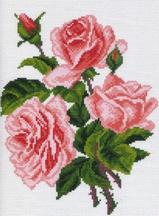 Рисунок на канве «Розовые розы»