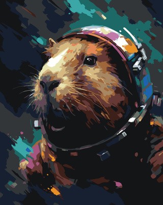 Картина по номерам «Капибара космонавт»