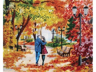 Набор вышивки бисером «Осенний парк, скамейка, двое» Елены Самарской