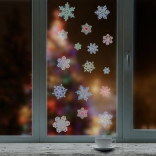 Украшение для окон и стекла «Цветные снежинки 2»