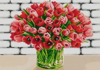 Рисунок на ткани «Красные тюльпаны»