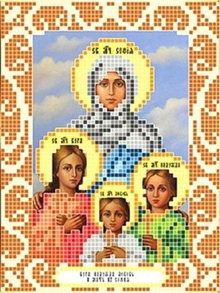 Рисунок на ткани «Святые Вера, Надежда, Любовь и их мать София»