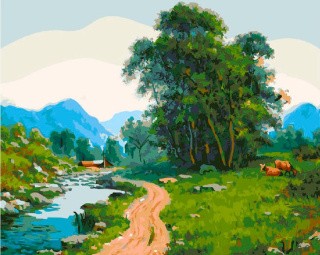Картина по номерам «Дорога вдоль реки»