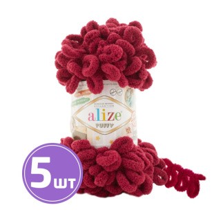 Пряжа ALIZE Puffy (107), вишня, 5 шт. по 100 г