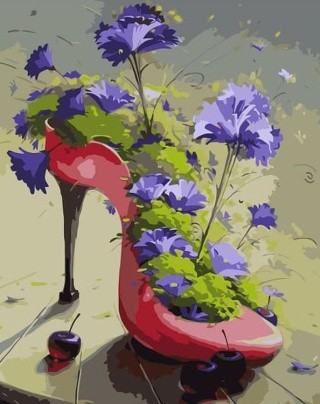 Картина по номерам «Цветы и туфли» Картина по номерам «Цветы и туфли»