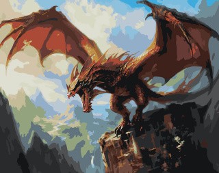 Картина по номерам «Ужасающий дракон на горе 2»
