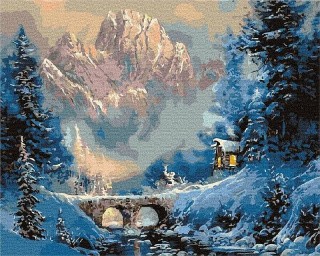 Картина по номерам «Мост через зимнюю реку»