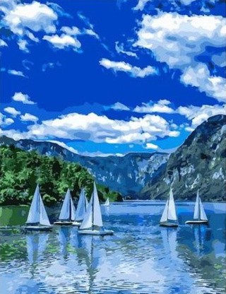 Картина по номерам «Парусники в бухте» Картина по номерам «Парусники в бухте»