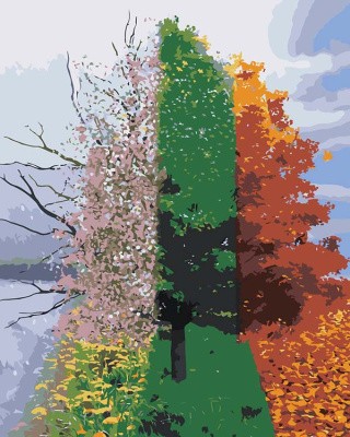 Картина по номерам «Природа: Дерево времена года - зима, весна, лето, осень 2»