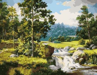 Картина по номерам «У лесной реки» Картина по номерам «У лесной реки»