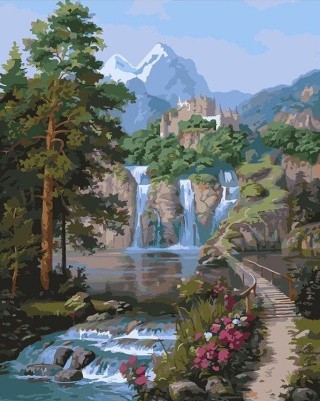 Картина по номерам «Водопад в лесу» Картина по номерам «Водопад в лесу»