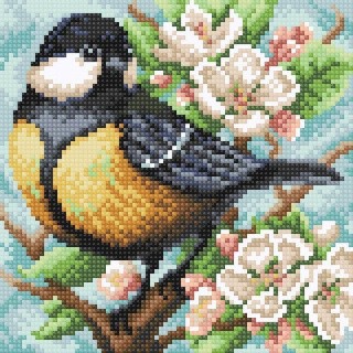 Алмазная вышивка «Синица на яблоне» Алмазная вышивка «Синица на яблоне»