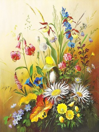 Рисунок на канве «Луговые цветы»