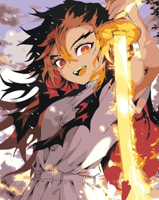 Картина по номерам «Аниме: Герой с огненным мечом»