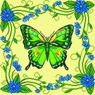 Рисунок на ткани «Зеленая бабочка»