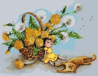 Картина по номерам «Корзина одуванчиков» Картина по номерам «Корзина одуванчиков»