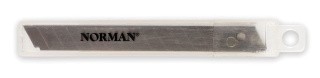 Сменные лезвия для канцелярских ножей в пластиковом корпусе, 9х80 мм, 10 шт., NORMAN