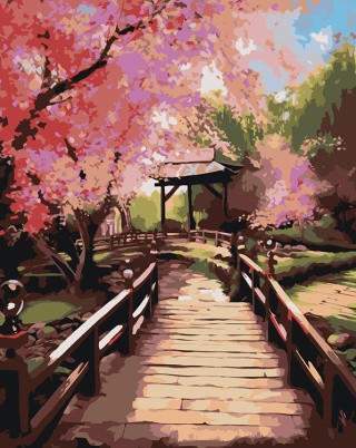 Картина по номерам «Цветущая сакура в японском саду 2»