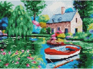Алмазная вышивка «Дом у пруда» Алмазная вышивка «Дом у пруда»