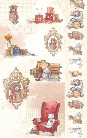 Бумага рисовая «Плюшевые мишки», 32x22 см Бумага рисовая «Плюшевые мишки», 32x22 см