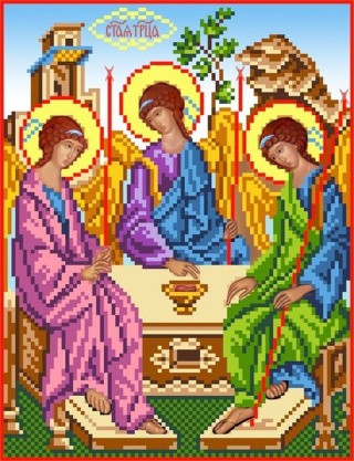 Рисунок на шелке «Святая Троица»