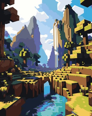 Картина по номерам «Игра Майнкрафт Minecraft: Горы и река» Картина по номерам «Игра Майнкрафт Minecraft: Горы и река»