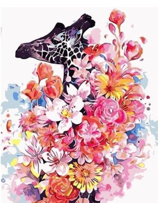 Картина по номерам «Жираф в цветах»