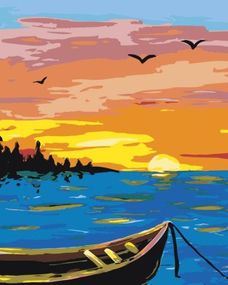 Картина по номерам «Закат на реке» Картина по номерам «Закат на реке»