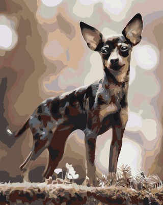 Картина по номерам «Собаки: Той терьер в лесу 40x50»