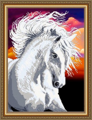 Рисунок на ткани «Белая лошадь»