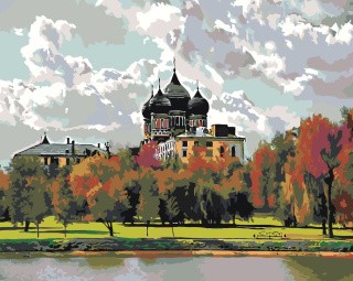 Картина по номерам «Храм на берегу реки» Картина по номерам «Храм на берегу реки»