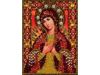 Набор вышивки хрустальными камнями «Богородица Семистрельная»