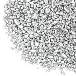 Стеклянные камушки перламутровые серебряные, 100 г
