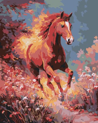 Картина по номерам Красная огненная лошадь Символ года