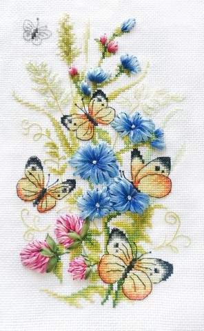 Набор для вышивания «Цикорий и бабочки»