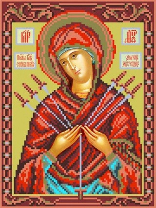 Рисунок на шелке «Богородица Умягчение злых сердец»