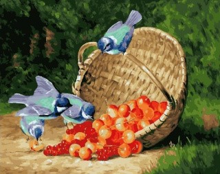 Картина по номерам «Птички и ягоды» Картина по номерам «Птички и ягоды»