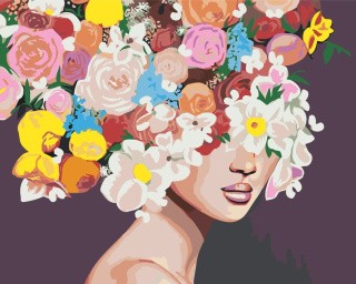 Картина по номерам «Девушка и цветы»