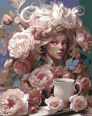 Картина по номерам «Цветы: Девушка в цветочном стиле»