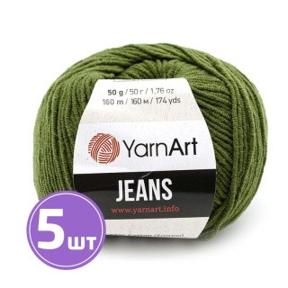 Пряжа YarnArt Jeans (82), оливковый, 5 шт. по 50 г
