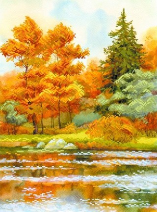 Рисунок на шелке «Янтарная осень»