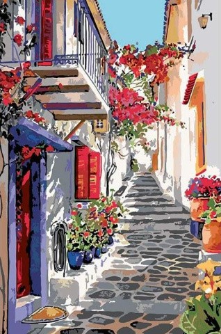 Картина по номерам «Балкончики в цветах»