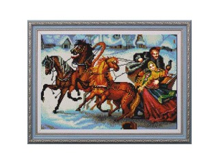 Рисунок на ткани «Тройка лошадей»