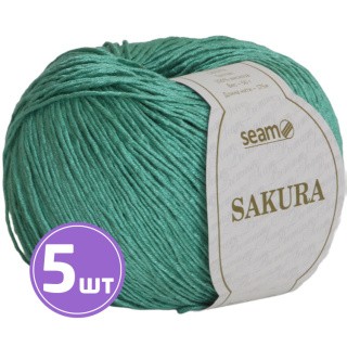 Пряжа SEAM SAKURA (Сакура) (52), темный базилик, 5 шт. по 50 г