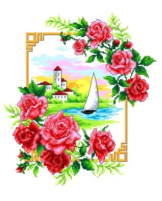 Рисунок на ткани «Розы»