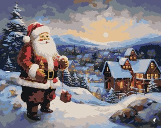 Картина по номерам «Новогодняя: Дед Мороз в зимнем городке 2»