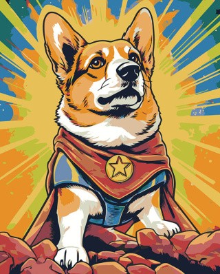 Картина по номерам «Собака корги-супермен»