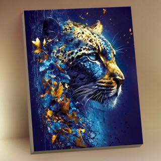 Картина по номерам с поталью «Неоновый леопард»