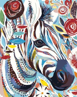 Картина по номерам «Разноцветная зебра»